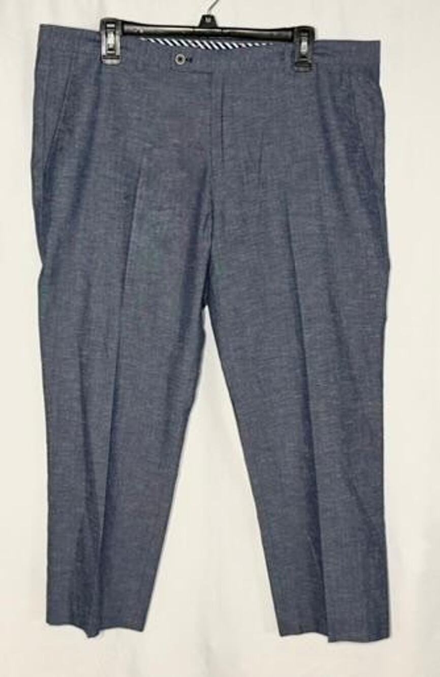 Paisley & Gray Slim Fit Linen Blend Dress Pants Mens 36x32 Blue Chambray